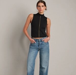 Rhone Revive Rib Zip Tank Black Size Medium